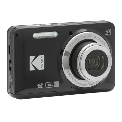 Image of Kodak Pixpro FZ55 16MP 5X Optical Zoom Digital Camera (Black, 4 Items) | 16.35MP 1 /2.3 CMOS, 1080p, 2.7 LCD, Includes Case, 32GB Class 10 UHS-I SDHC and USB 2.0 Reader