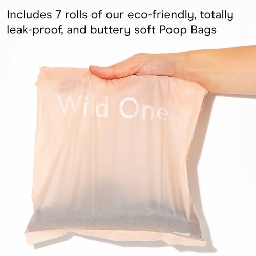 Image of Wild One Dog Poop Bag Holder and Dispenser with Leash Attachment, Leak Proof, Easy Twist Top for Refills, Includes 1 Box Of Bags, Navy