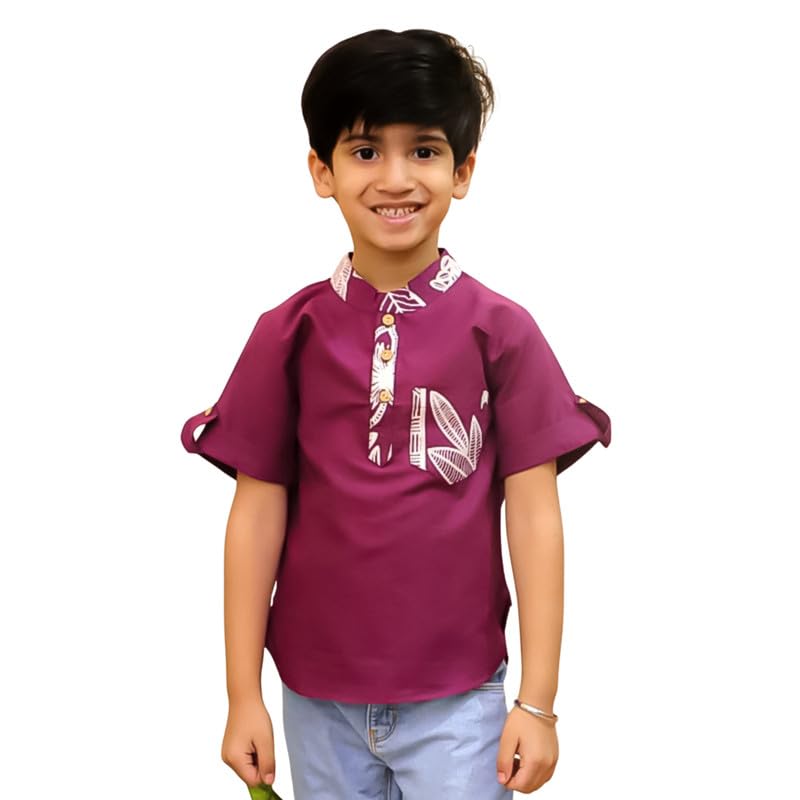 Image of superminis Boys Cotton Regular Fit Printed Kurta Shirt