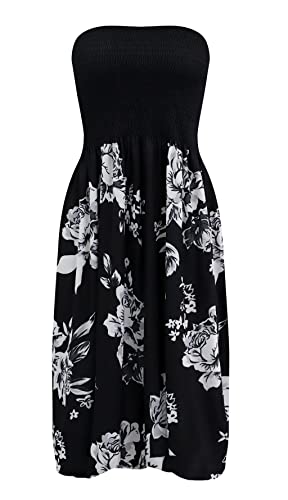 Image of Zyyfly Summer Strapless Dress for Women Tube Top Sundress Casual Beach Cover Ups