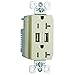 C2G Dual USB Charger with Dual 20A Duplex Outlet and Decorator Wall Plate Ivory (12834)