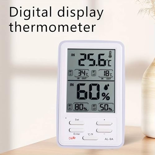 Image of KRESHU Digital Alarm Thermometer and Hygrometer Humidity Clock LCD Display Temperature Internal & External Sensor Meter Measurement Tool Electronic Humidity Clock for Home, Office (1-Pcs)