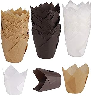 ISIYINER Cake Paper Wrappers Tulip Cupcake Liners Muffin Case Greaseproof Wraps Cases for Wedding Birthday Party Baby Shower 150 Pieces
