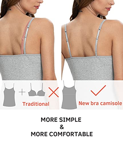 Image of Vislivin Womens Cotton Camisole Adjustable Strap Tank Tops with Shelf Bra Stretch Undershirts