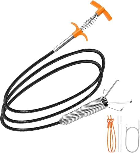 160cm Furet Deboucheur Canalisation Professionnel Flexible Deboucheur Evier Douche Lavabo Kit Debouchage Cheveux Pince a Griffes Anti obstruction Outil Tuyaux...