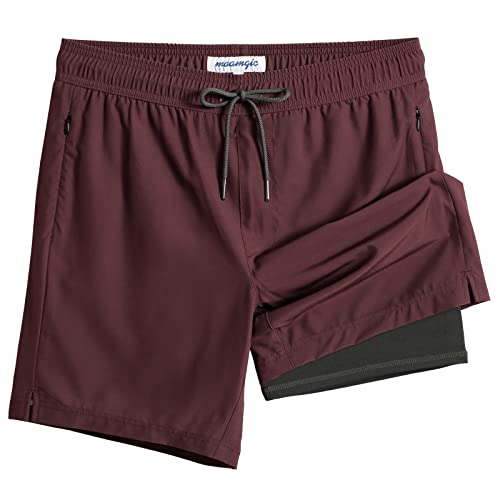 Image of maamgic 2 in 1 Mens Swim Trunks 7 Inch Swim Shorts Swim Suits Board Shorts