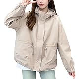 [ｉｎｏｔｅｎｋａ] マウンテンパーカー レディース ジャケット レディース 春 アウター ウインドブレーカー レインコート ブルゾン 薄手 ミドル丈 裏地付き フード付き 防水 軽量 通気 防風 防花粉 (M, ベージュ)