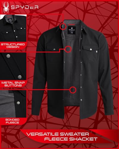 Spyder Men's Softshell Shirt Jacket - Wind Resistant Polar Fleece Bonded Long Sleeve Button Down Shirt for Men (Sizes: S-XXL)3