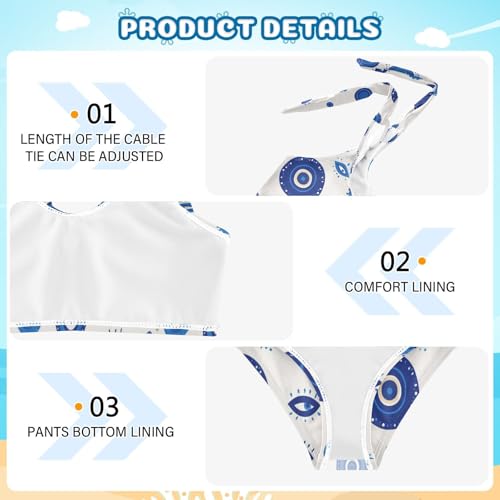 KLL Turkish Blue Evil Eye Dots Minimalist Girls 2 Piece Bikini Set Quick-Dry Swimsuits Swimming Suits Adjustable Strap4