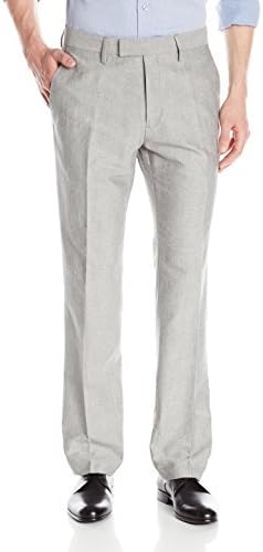 Kenneth Cole REACTION Men's Linen Blend Slim Fit Dress Pant, Black, 31x30