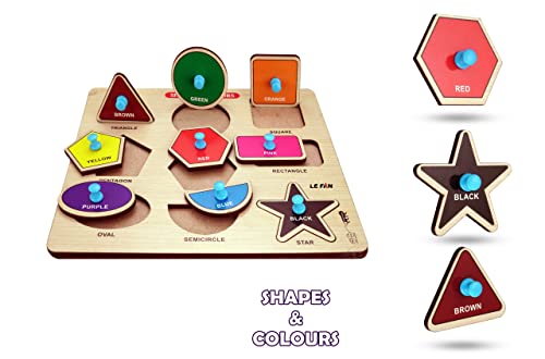 Image of Lefan Wooden Puzzles Wooden Educational Shape Color Puzzle Geometric Recognition Board Toys Perfect for Developing Creativity for Kids