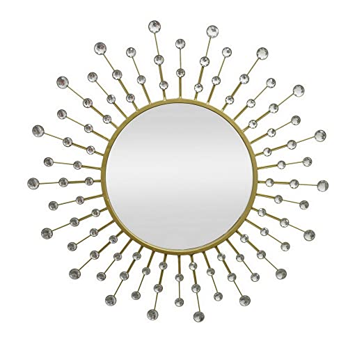 Jeweled Wall Mirror Gold in Metal MidCentury Modern Handmade