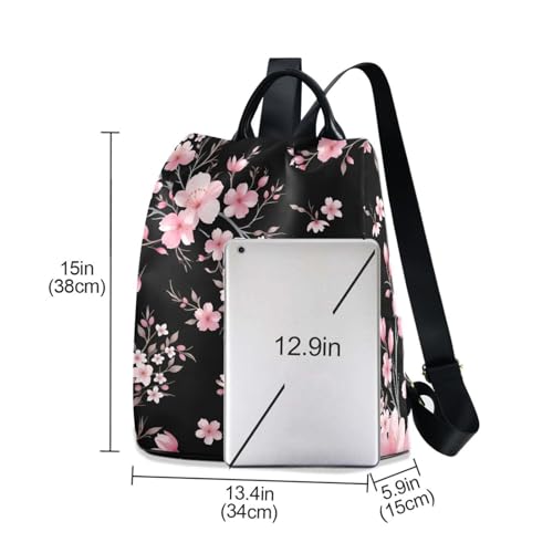 Image of ALAZA Pink Cherry Blossom Flowers Backpack Purse for Women Anti Theft Fashion Back Pack Shoulder Bag