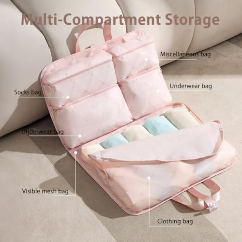 7-in-1 Travel Storage Bags, Large Capacity Travel Bag with Visibility Mesh Hooks, Durable Multi-Layer Classified Compression Bags, Machine Washable and Waterproof (Gray-A)2