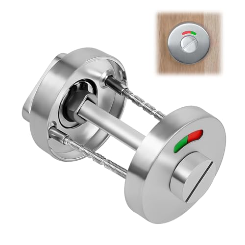 WC-Rosette mit Belegtanzeige Badezimmer Schloss mit Drehknopf WC Türschloss Drehriegel Edelstahl-Rosetten-Set für Bad & WC Zubehör für Toilettentüren mit Rot und Grün Besetzt-Anzeige