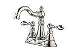Derengge Two Handle Bathroom Faucet Polished Nickel Faucet 3 Hole with Plastic Overflow Pop-Up Drain,Swivel Spout Bathroom Sink Faucet 4 Inch Centerset,F-0048-PN