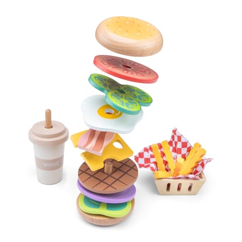 Burger empilable en bois Woet&reg; pour s'amuser au restaurant dans sa chambre