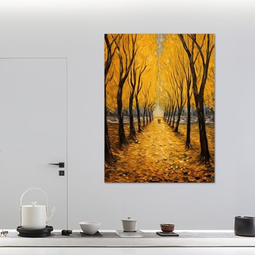 Tableau moderne forêt d'automne pour réchauffer une déco de salon