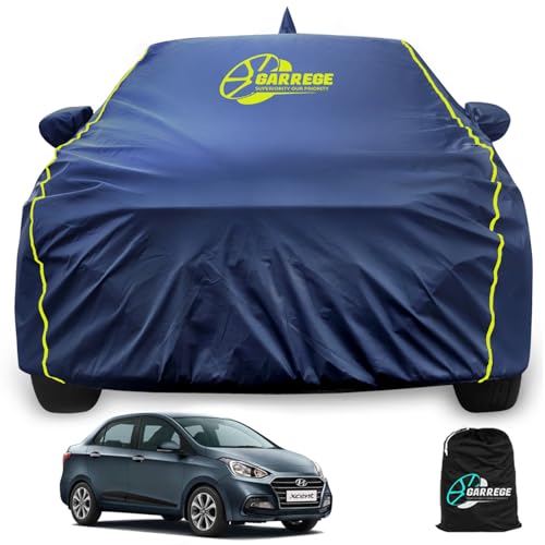 Image of Waterproof Car Body Cover for Hyundai Xcent 100% All Weather Proof with Mirror & Antenna Packet & Full Bottom Elastic, Triple Stitching with 100% Nail Proof Cover Navy Blue