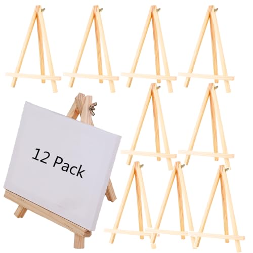 Aisamco 12Pcs 19cm Mini cavalletto di legno, cavalletto di legno naturale Display Stand artista cavalletto da tavolo supporto per la visualizzazione di piccole tele, biglietti da visita, foto