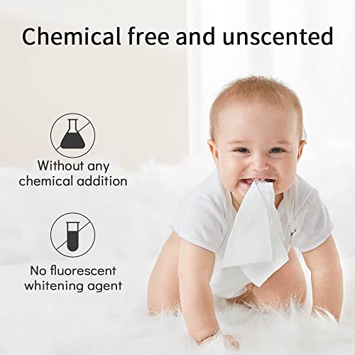 Image of Saraflora 100% Cotton Facial Tissue Soft Dry Wipe 6 Pack, Use for Sensitive Skin Disposable Face Towel Extra Thick Dry and Wet Use Disposable Cotton Tissues for Washing Face Makeup Wipes（600 Count ）