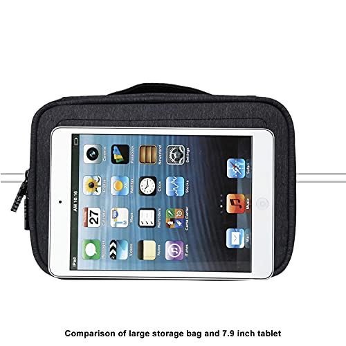 Bubm Travel Universal Electronics Organizer Accessories Handbag Cord Storage Cases Fit Ipad Mini (Black,7.9'') #TOP4