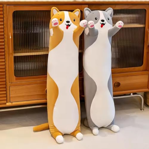 Image of The Orange Long Dog Plush Pillow - A Snuggly Birthday Surprise Perfect for Cuddling, Decorating, or Just Lounging Around.