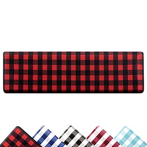Carvapet Kitchen Mat Cushioned Anti Fatigue Comfort Floor Mat Waterproof Non-Slip Kitchen Runner Rug Ergonomic Foam Standing Mat For Home Kitchen Office Laundry Buffalo Plaid,Black & Red,17.3"X60" #TOP6