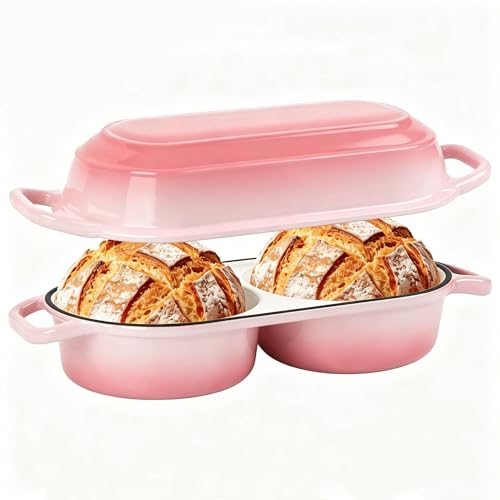 Mini Double Dutch Oven For Sourdough Bread Baking 2.2QT Enameled Cast Iron