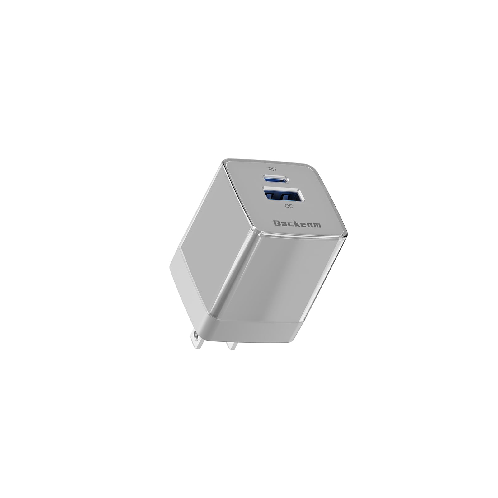 Qackenm 30W USB C Charger Block, 2 Port Fast Charging Block, Foldable GaN USB C Wall Charger, for iPhone 16/15/14/13/12 and Other Series, iPad Pro/Air