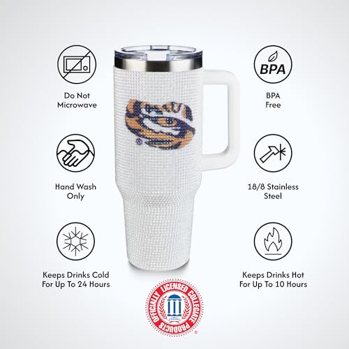 Image of The Memory Company Officially Licensed 40oz White Bling Game Day Tumbler, Louisiana State University