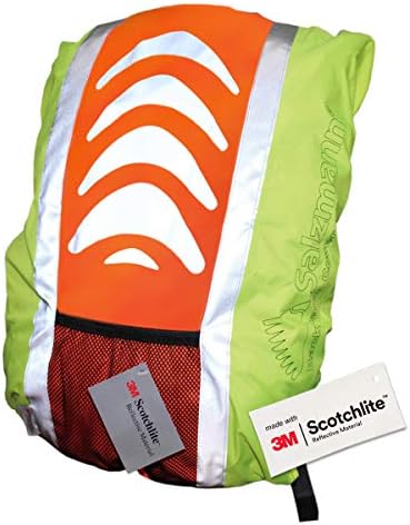 Salzmann Funda Impermeable para Mochila | Cubierta Reflectante | Estándar (hasta 28 L) o XL (hasta 40 L) | Fabricado con 3M Scotchlite