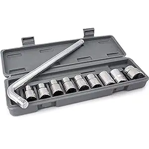 Logicmart 10 Pcs Tool Kit Wrench Socket Spanner Set Automobile Car And Bike Repair Tool Box (10,11,12,13,14,17,19,21 Mm), Hex