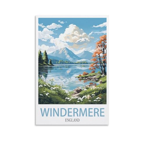 Windermere Poster de voyage vintage Angleterre 30 x 45 cm
