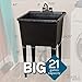 Tehila Basics by JS Jackson Supplies 21-Gallon Black Freestanding Utility Sink with Black 2-Handle Faucet, Heavy Duty Plastic Laundry Tub with Adjustable Legs