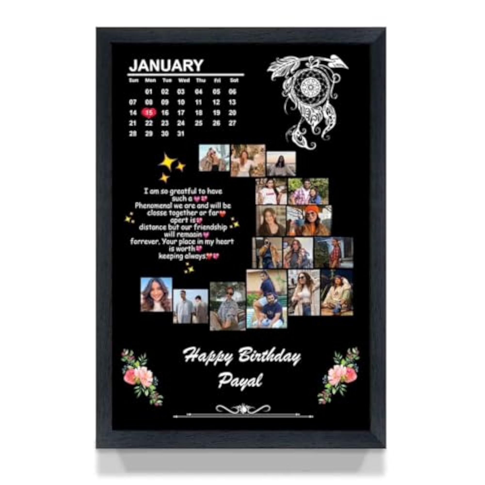 Moon Shape Black Personalized Photo Frame