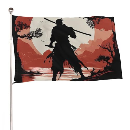 Drapeaux de jardin samouraï grand format pour décoration extérieure de bienvenue de ferme