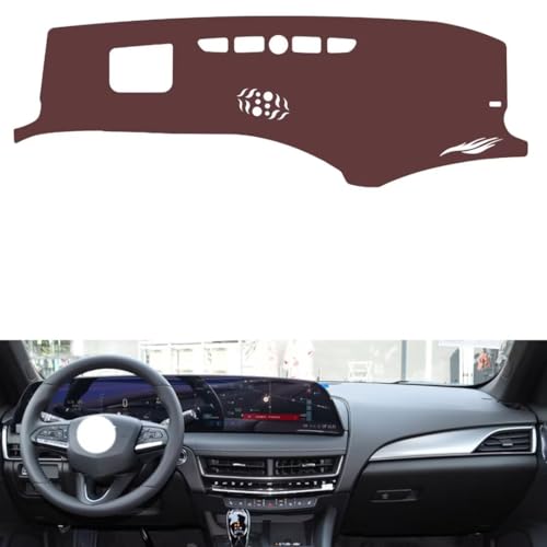 generic leather dash board cover mat Compatible with Cadillac CT5 （HUD） 2024 ，anti-glare and dust protector(brown)