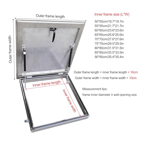 Trampilla de acero inoxidable de 50x50 cm para techos y acceso a cubiertas 8