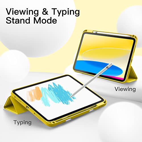 Image of JETech Cover Case for iPad (A16) 11th /10th Generation (2025 /2022) with Pencil Holder, Slim Tablet Cover with Soft TPU Back, Auto Wake /Sleep (Yellow)