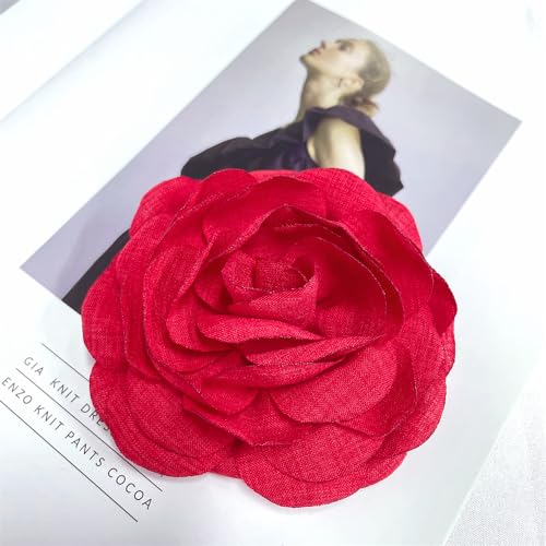 Image of Dainty Fabric Peony Flower Brooches Pin Delicate Camellia Flower Brooch Classic for Women Wedding Party Dance Banquet Elegant Lapel Pins Dress Suit Ceremony Clothes Accessories Jewelry Gifts 100mm