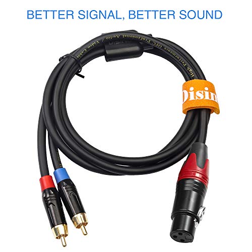 Disino Female Xlr To Dual Rca Y Splitter Patch Cable,Unbalanced Xlr Female To 2 Rca/Phono Plug Stereo Audio Interconnect Duplicator Lead - 3.3 Feet/1 Meter #TOP4