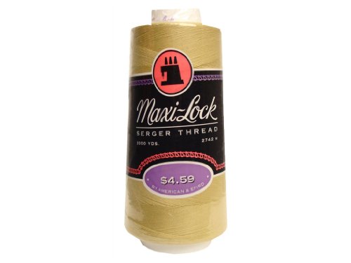 Hilo Maxi-Lock de American & Efird, cono de 3000 yardas, color dorado paja miniatura 2