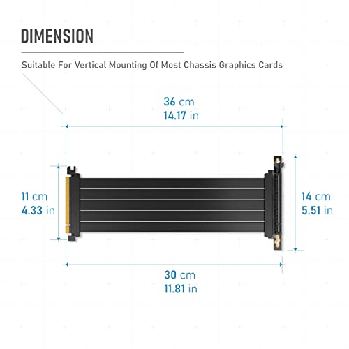 Cable Elevador PCIe Gen 4 16x GPU Tarjeta Extensión 30cm Ángulo Recto 7