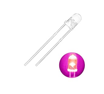 Wizzo {Pack of 100 Pieces} (PINK) Transparent Super Bright LED 5mm, 3V DC 2 Pin Light Emitting Diode, Multipurpose, For Science Projects DIY Hobby Kit