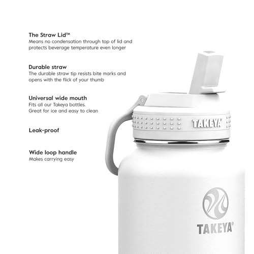 Image of Takeya 32 oz Actives Stainless Steel Water Bottle with Straw Lid - Leakproof, Double-Wall Insulated, Keeps Drinks Cold 24 hrs /Hot 12 hrs, BPA-Free, Powder-Coated, Gym & Travel, Fresh Mint
