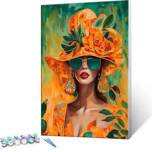 DIY 数字油絵 美しい 女性 Paint by Numbers 塗り絵 キット 大人 数字ぬりえ 子供の用数字塗り絵キャンバスクラフト数字 キャンバスアート ブラシとアクリル絵の具が入, インテリア リビング装飾, 女性へのギフト 60x80cm (フレ