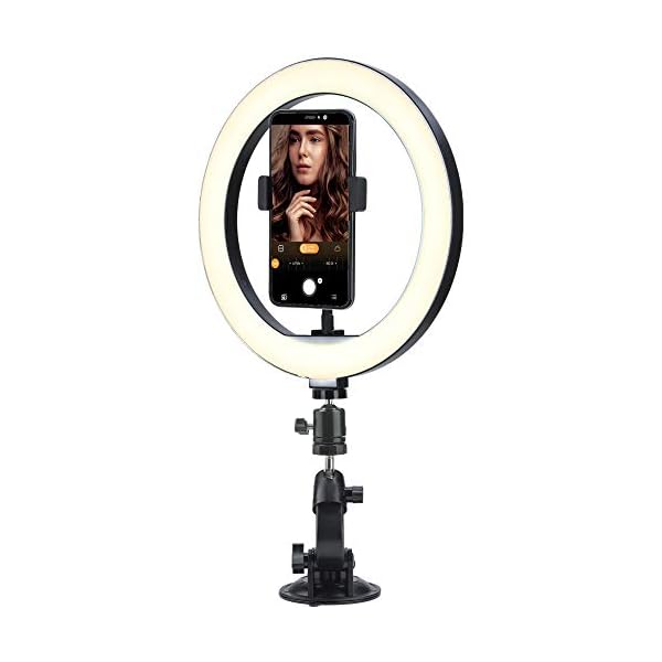 Gelid Solutions LED Ringlicht mit Stativ, Ringleuchte mit Handyhalter, ideal für Selfies, Fotos und Videos