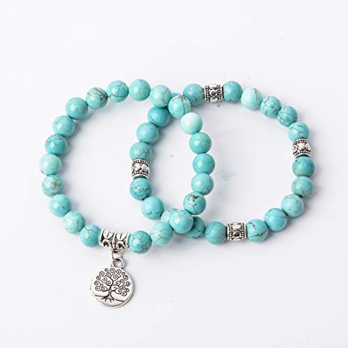 Image of YGLINE Tree of Life Yoga Healing Stone Bracelets,Multilayer Lotus Chakra Stone Reiki Bracelet Sets,Anxiety Crystal Natural Stone,for Women Stress Relief