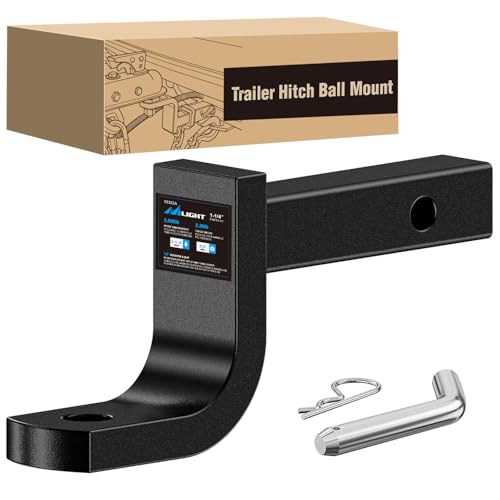 Image of Nilight Trailer Hitch Ball Mount with 1 /2 inch Hitch Pin Clip Fits 1-1 /4 Inch Receiver Square 2000 lbs 3-1 /4 inchDrop, 2-5 /8 inch Rise, 3 /4 inch Hole, Gloss Black Powder Coat